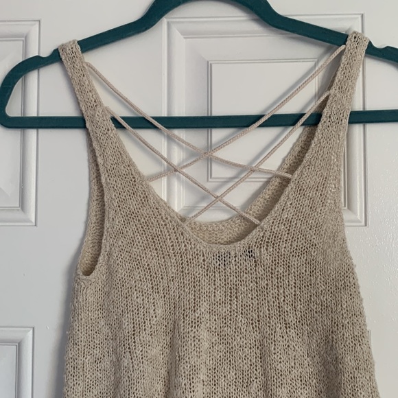 Beige Knit Cross-back Top - Picture 2 of 3
